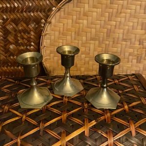 Vintage brass candle holders - set of 3